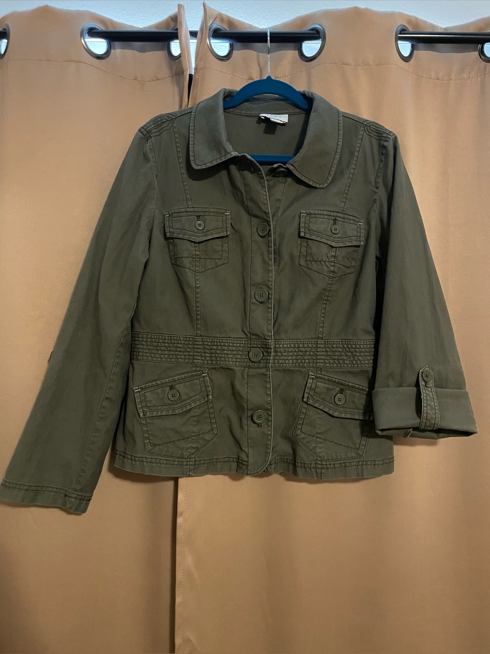 LOFT Olive Utility Jacket with Button Front